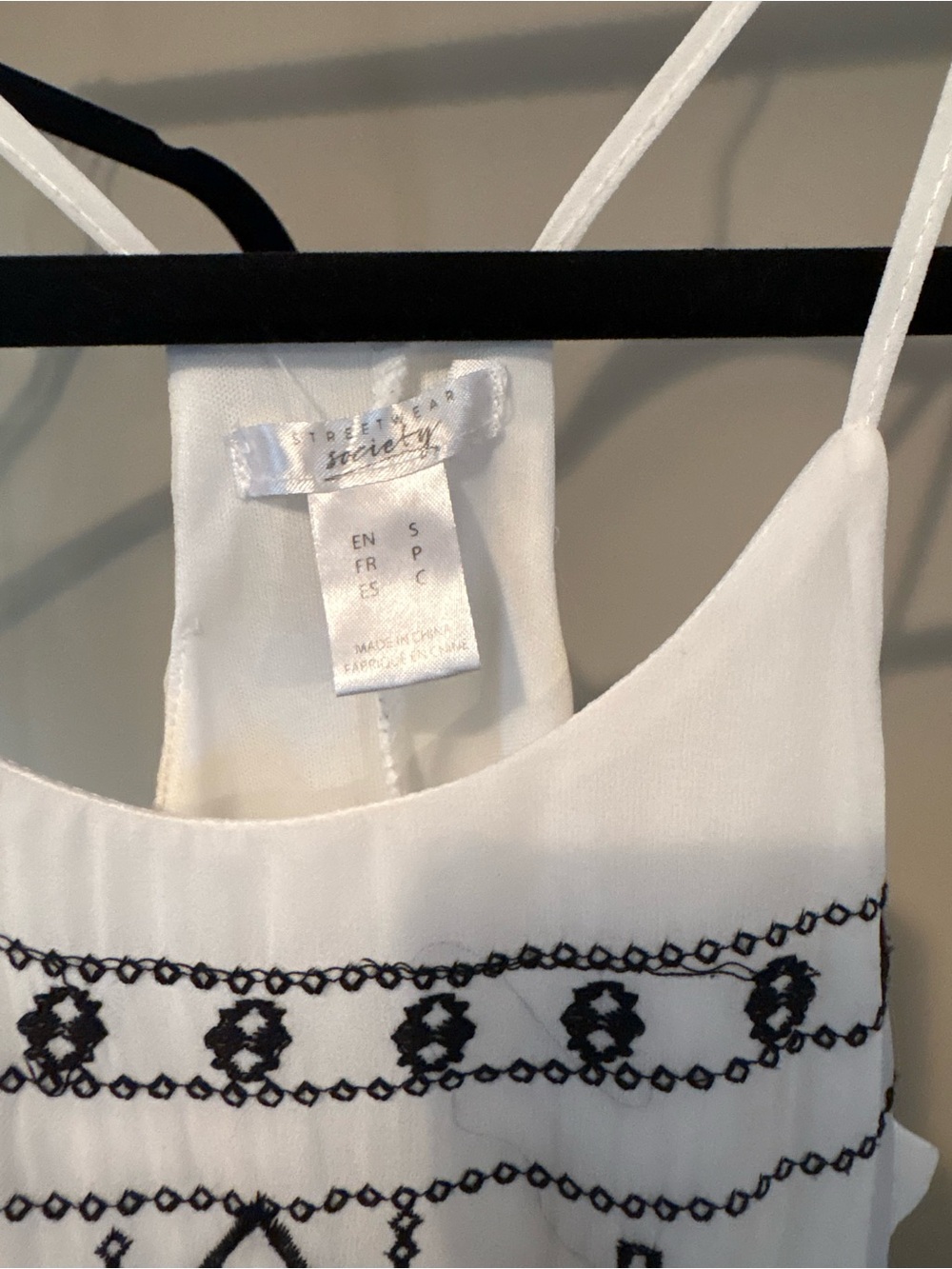 Streetwear Society White Mini Dress with Black Embroidered Geometric Design - Picture 2 of 3
